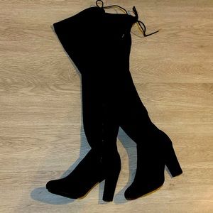 Black Over the Knee Suede Boots